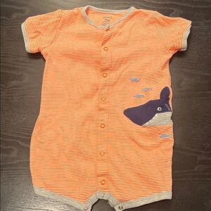 Striped Kids One Piece with Whale Design